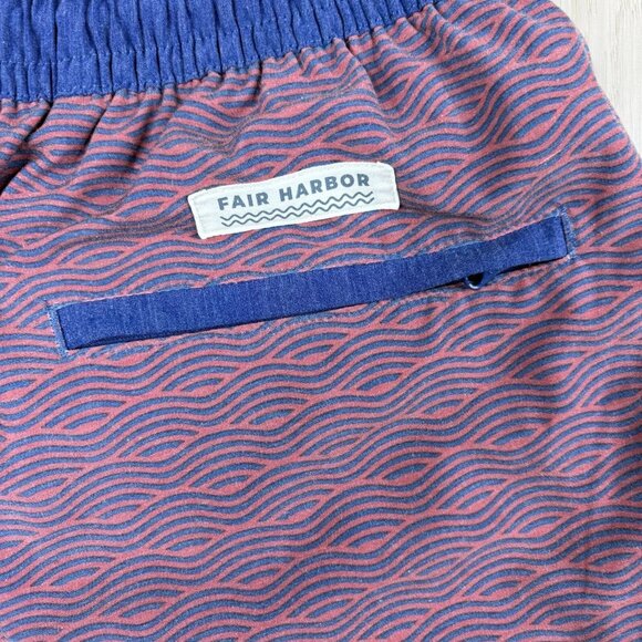 Fair Harbor Mens Blue Wave Print Drawstring Waist Swim Trunk Shorts Size XL - Picture 8 of 9